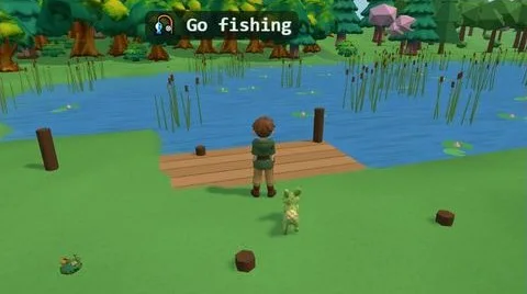 Fishing at Mirrorlake on the 3D island